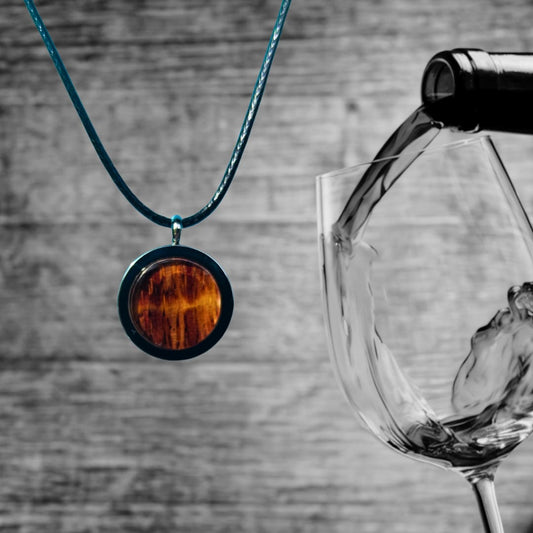 Casklusive Halskette ’18’’ - Handgefertigte Halskette aus Whisky- oder Weinfass - 01 Rotweinfass Glänzend - Anhänger