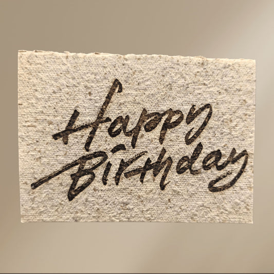 Casklusive Karten aus Whiskyfass-Holzspänen – Handgeschöpft & Graviert - Happy Birthday