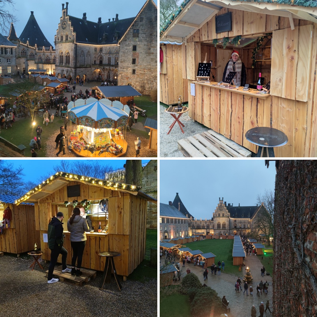 Foto Collage von dem Casklusive Weihnachstmarkt Stand auf Schloss Bentheim in Bad Bentheim 2023