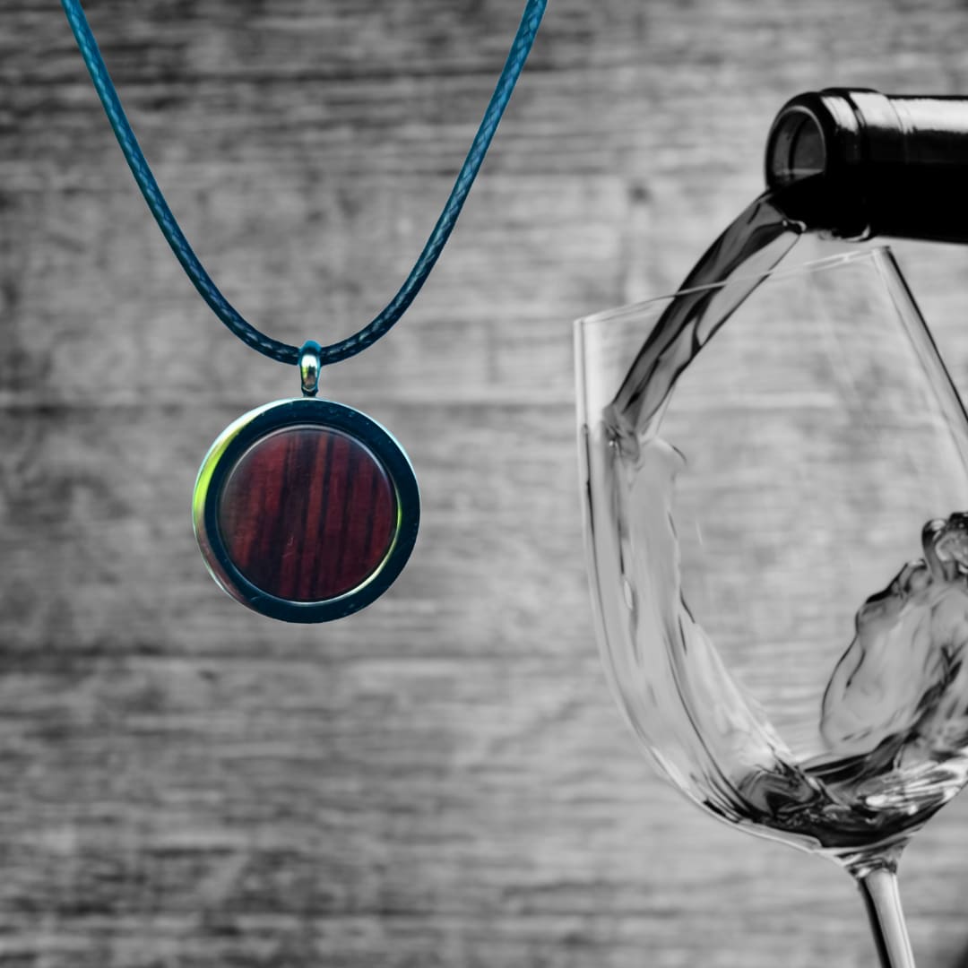 Casklusive Halskette ’18’’ - Handgefertigte Halskette aus Whisky- oder Weinfass - 09 Rotweinfass Matt - Anhänger