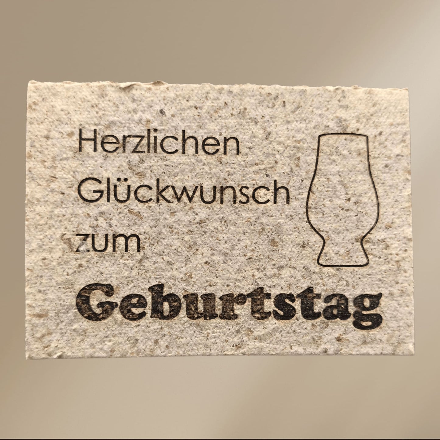 Casklusive Karten aus Whiskyfass-Holzspänen – Handgeschöpft & Graviert - Herzlichen Glückwunsch
