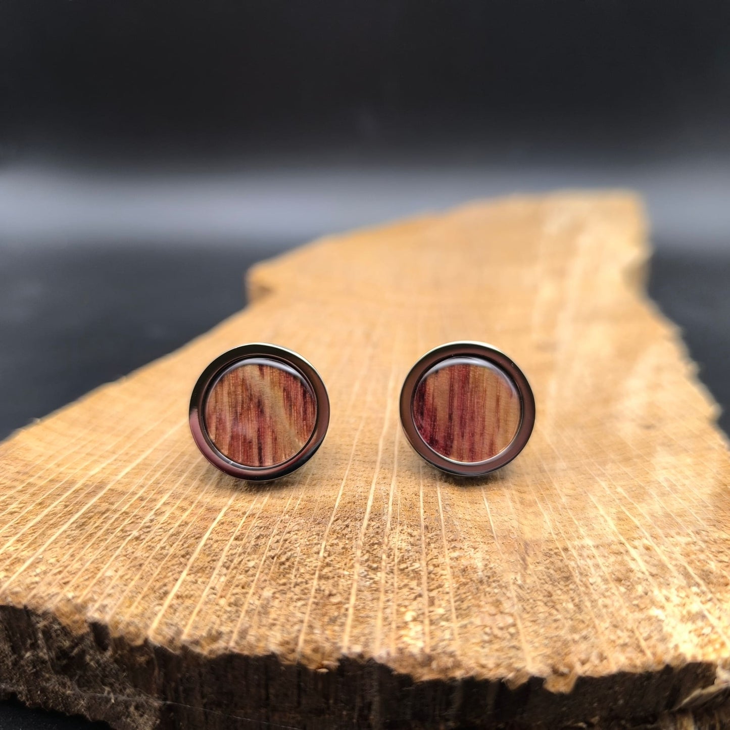 Casklusive Manschettenknöpfe - Exklusiver Schmuck aus Weinfässern - 05 Weinfass Glänzend - Fassung Gun-Metal