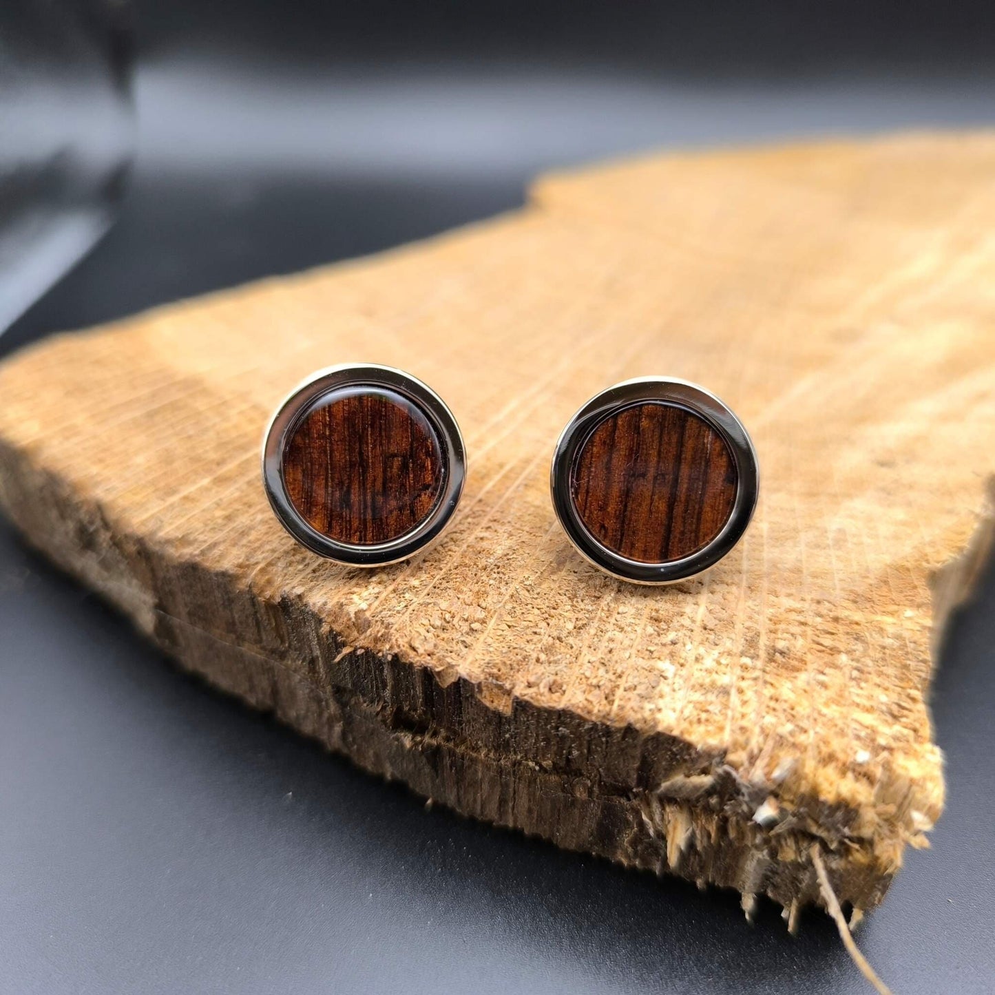 Casklusive Manschettenknöpfe - Exklusiver Schmuck aus Whiskyfässern - 04 Whiskyfass ’Ex-Ardmore’ Glänzend - Fassung